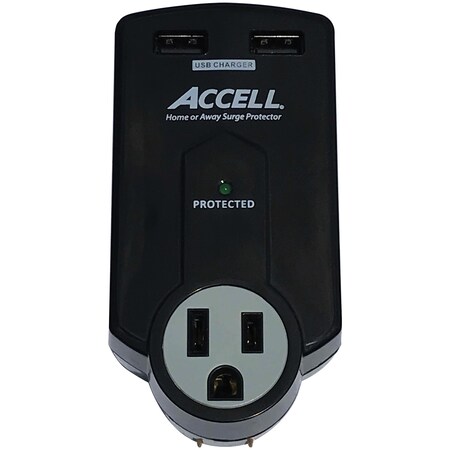 Accell Home or Away Power Station 3-Outlet Travel Surge Protector (Black) D080B-011K
